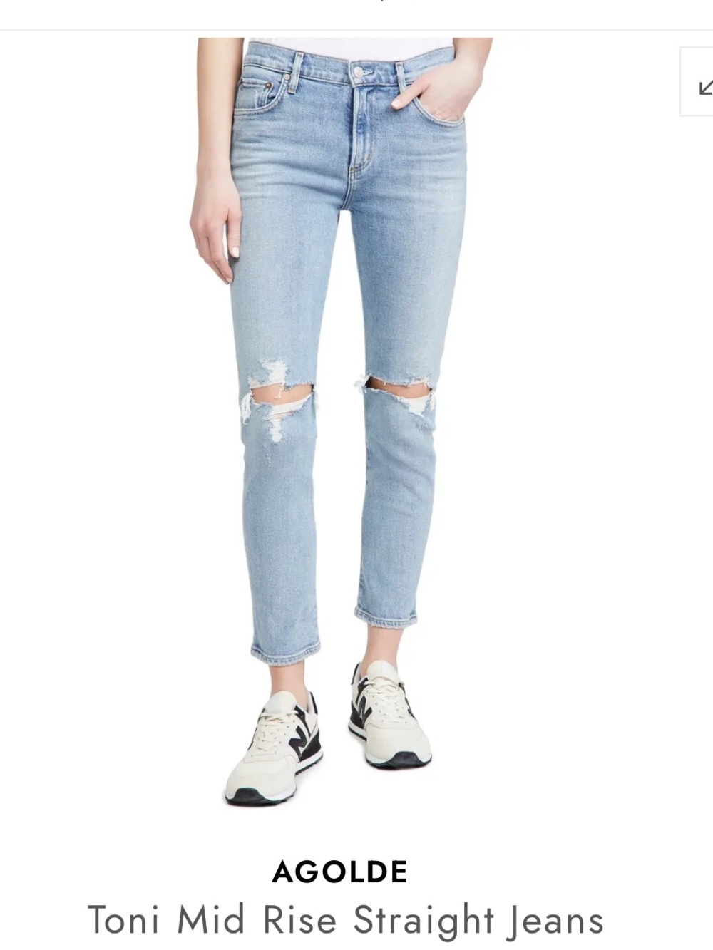 Agolde Toni Mid Rise Straight Leg Jeans in Wash Pristine Size 25